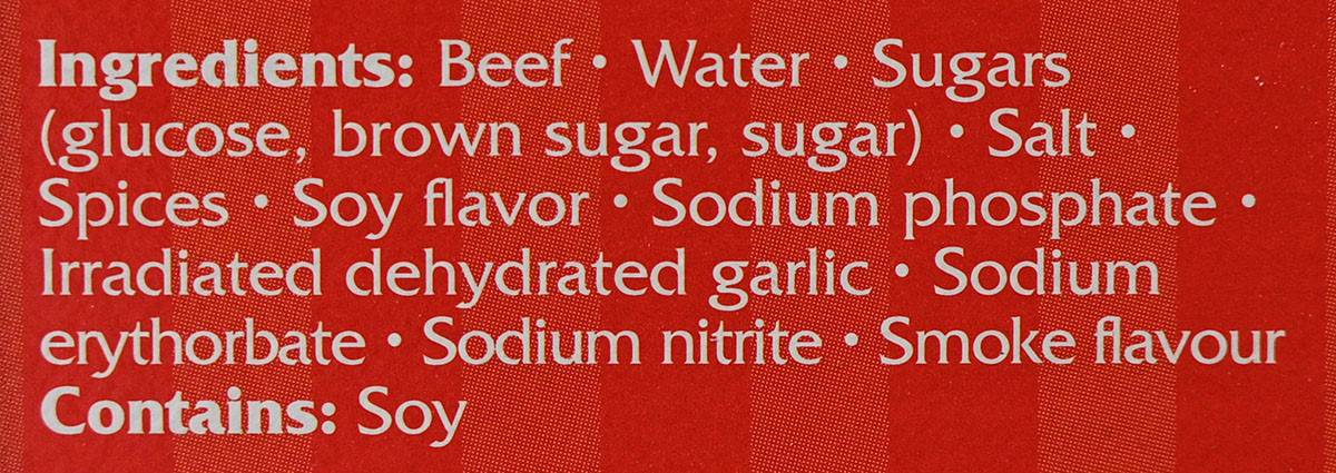 Schwartz's Smoked Meat Ingredients label. 