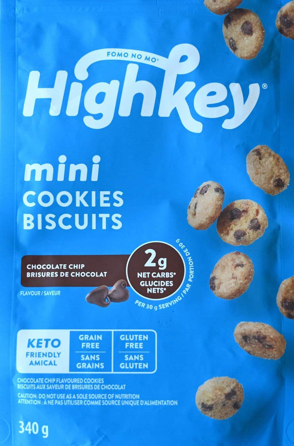 Image of Costco HighKey cookies bag. 