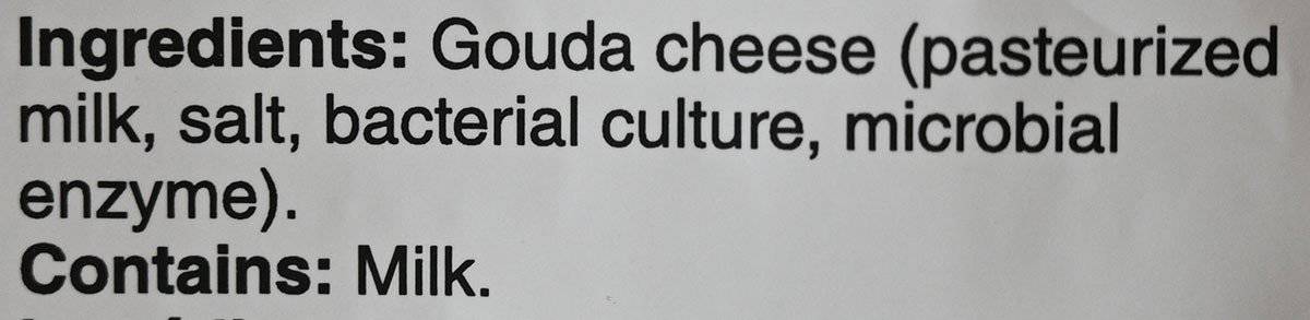 Costco Gouda Moon Cheese Ingredients from bag. 