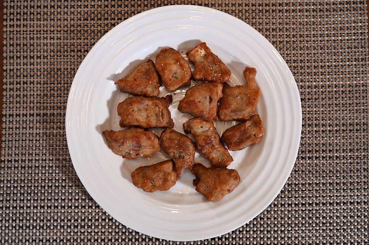 Costco Hampton House Dry Garlic Ribs cooked and on a white plate.  