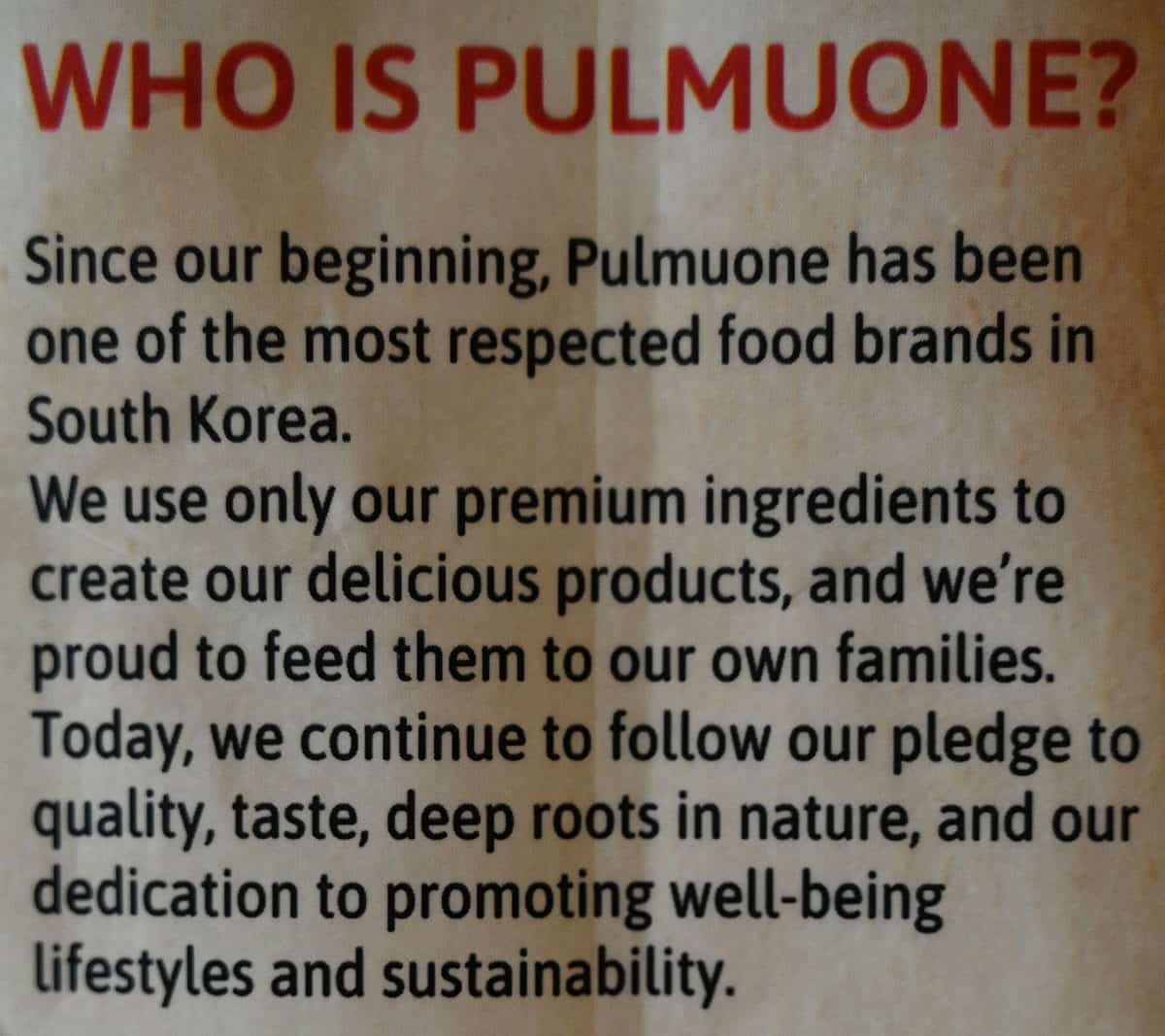 Costco Pulmuone Teriyaki Stir-Fry Udon  company description from bag. 