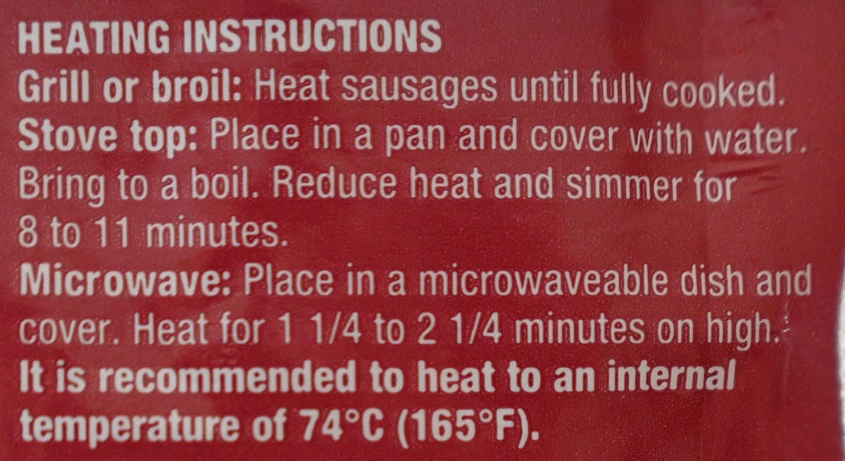 Costco Kirkland Signature Beef Polish Sausages cooking instructions. 