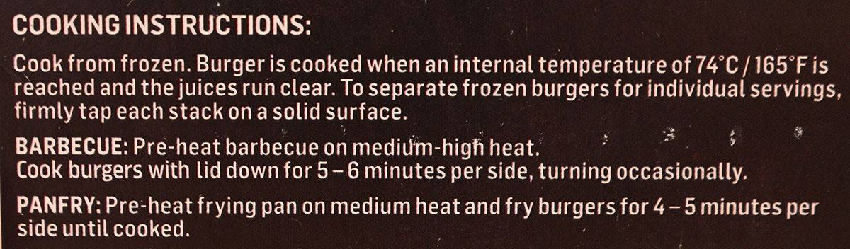 Image of cooking instructions from box. 