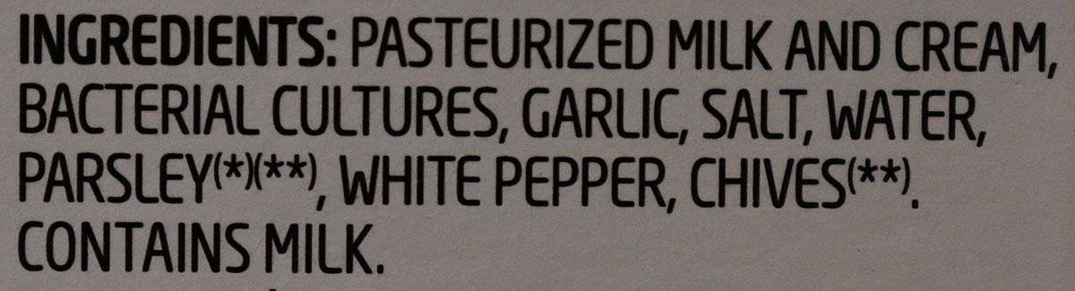 Boursin Garlic & Fine Herbs ingredients list. 