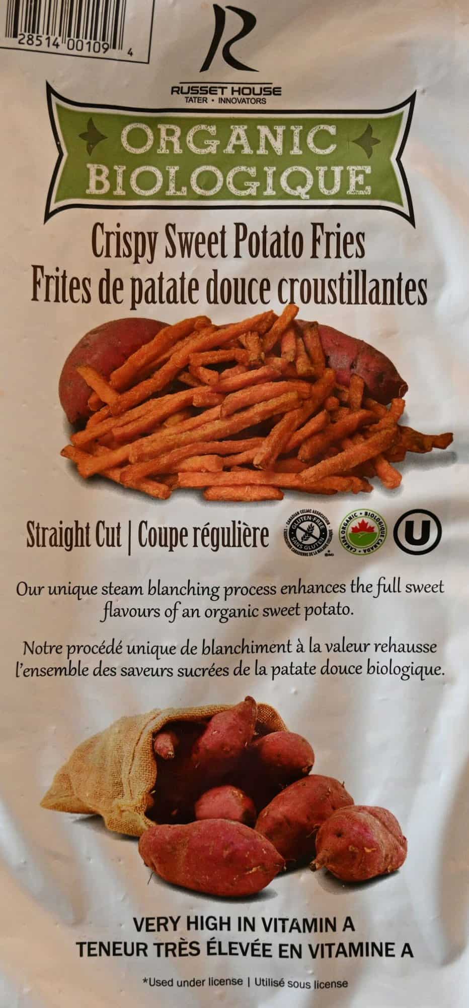 Costco Russet House Sweet Potato Fries product description from the bag. 