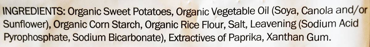 Costco Russet House Sweet Potato Fries ingredients list from bag. 