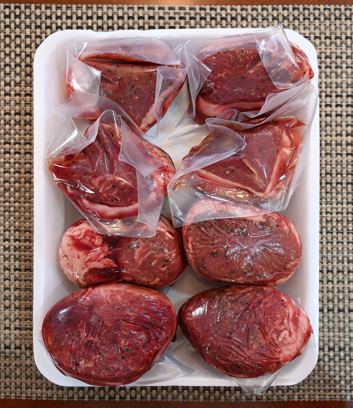 Costco Dalisa Beef Tournedos in the packaging showing that each steak is individually wrapped.