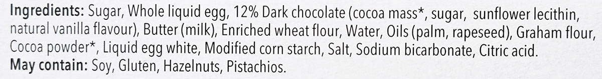 Costco delici Chocolate S'mores Soufflé ingredients from box. 