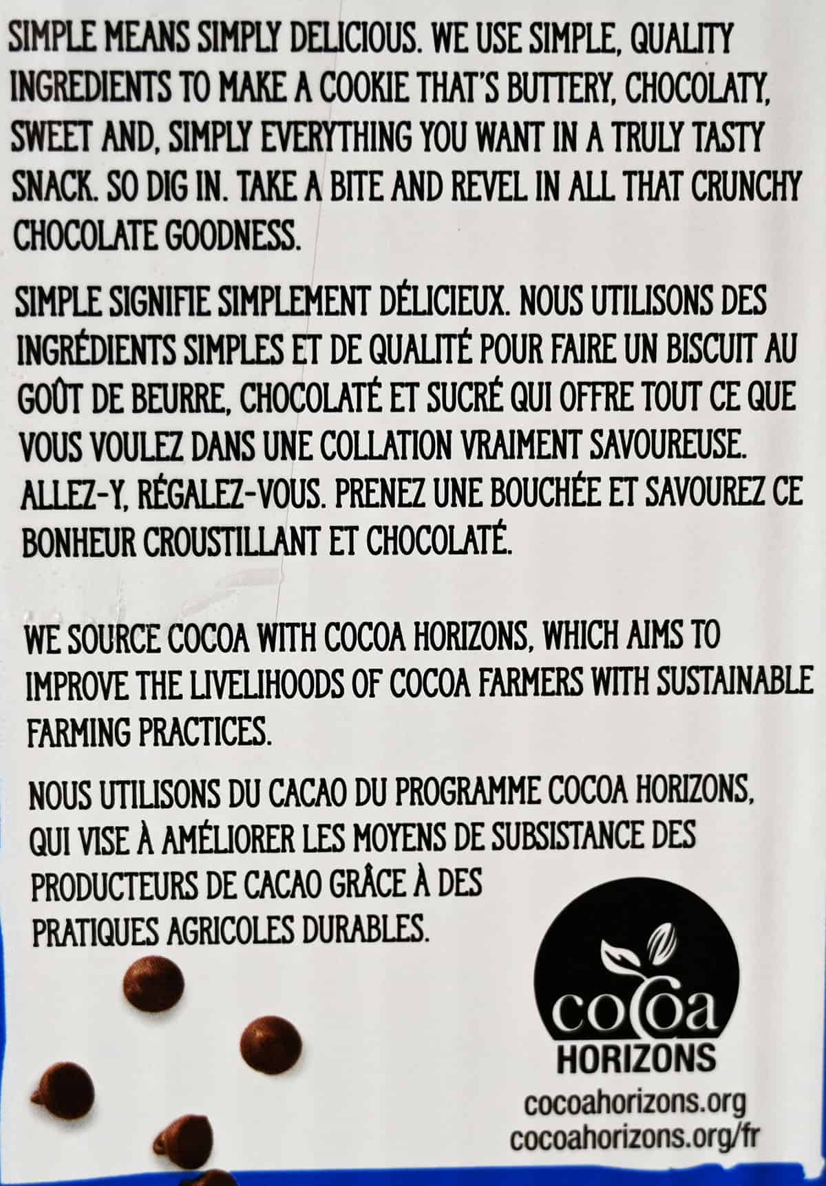 Product description from box explaining the cookies are made with simple ingredients.