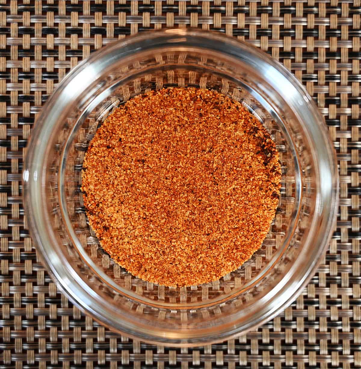 Top down image of Hy's seasoning in a glass bowl. 