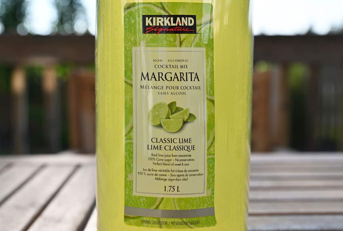 Closeup image of margarita mix label.