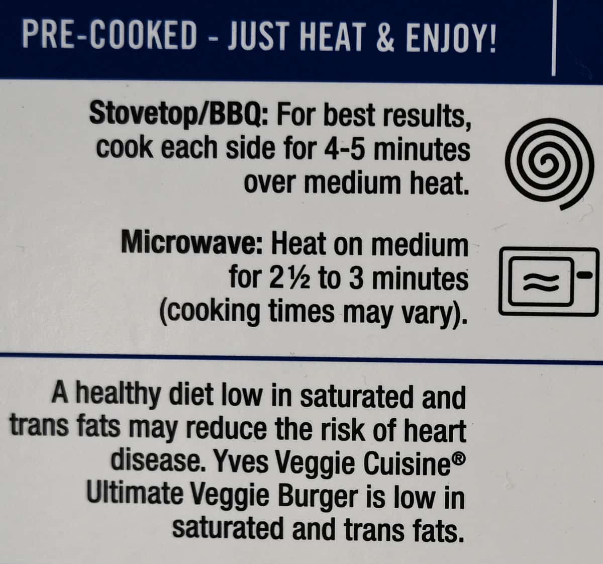 Cooking instructions from box.