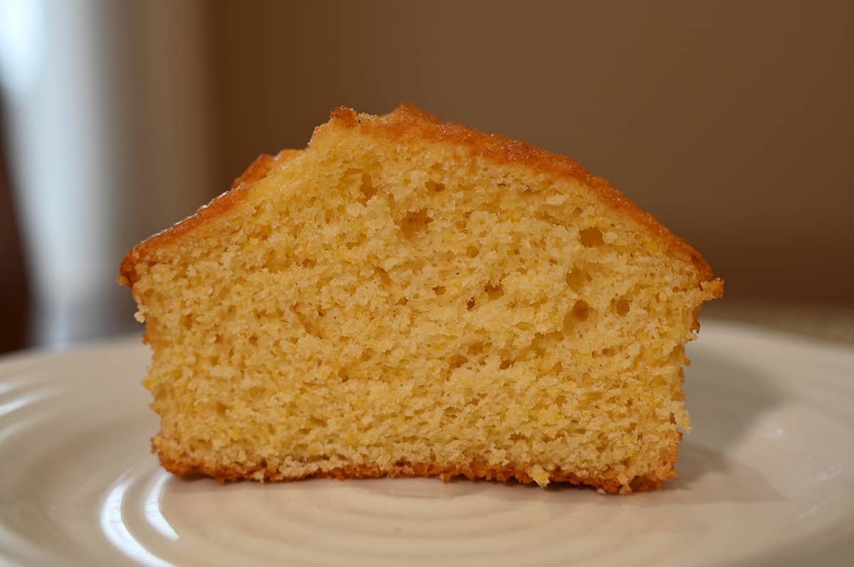 Corn muffin cut in half so you can see the middle.