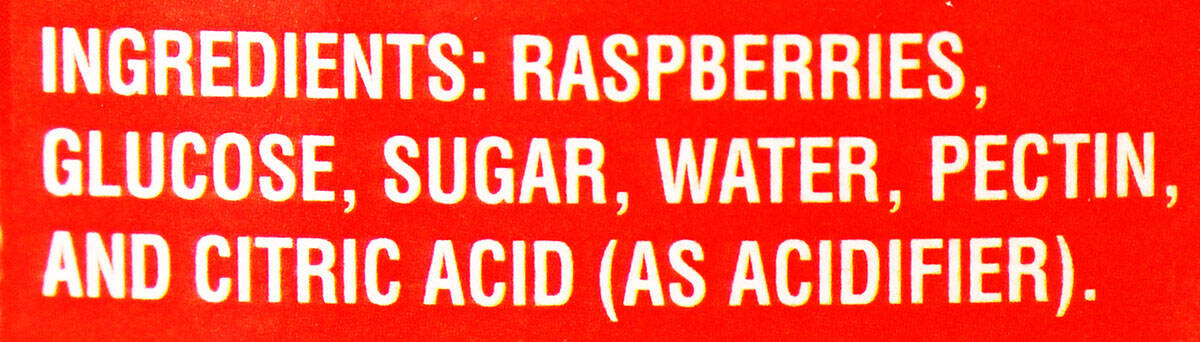 Jam ingredients from jar.