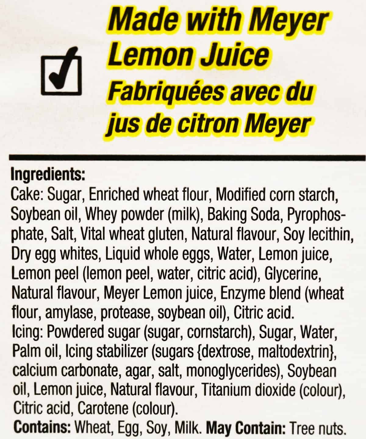Ingredients list from package label.