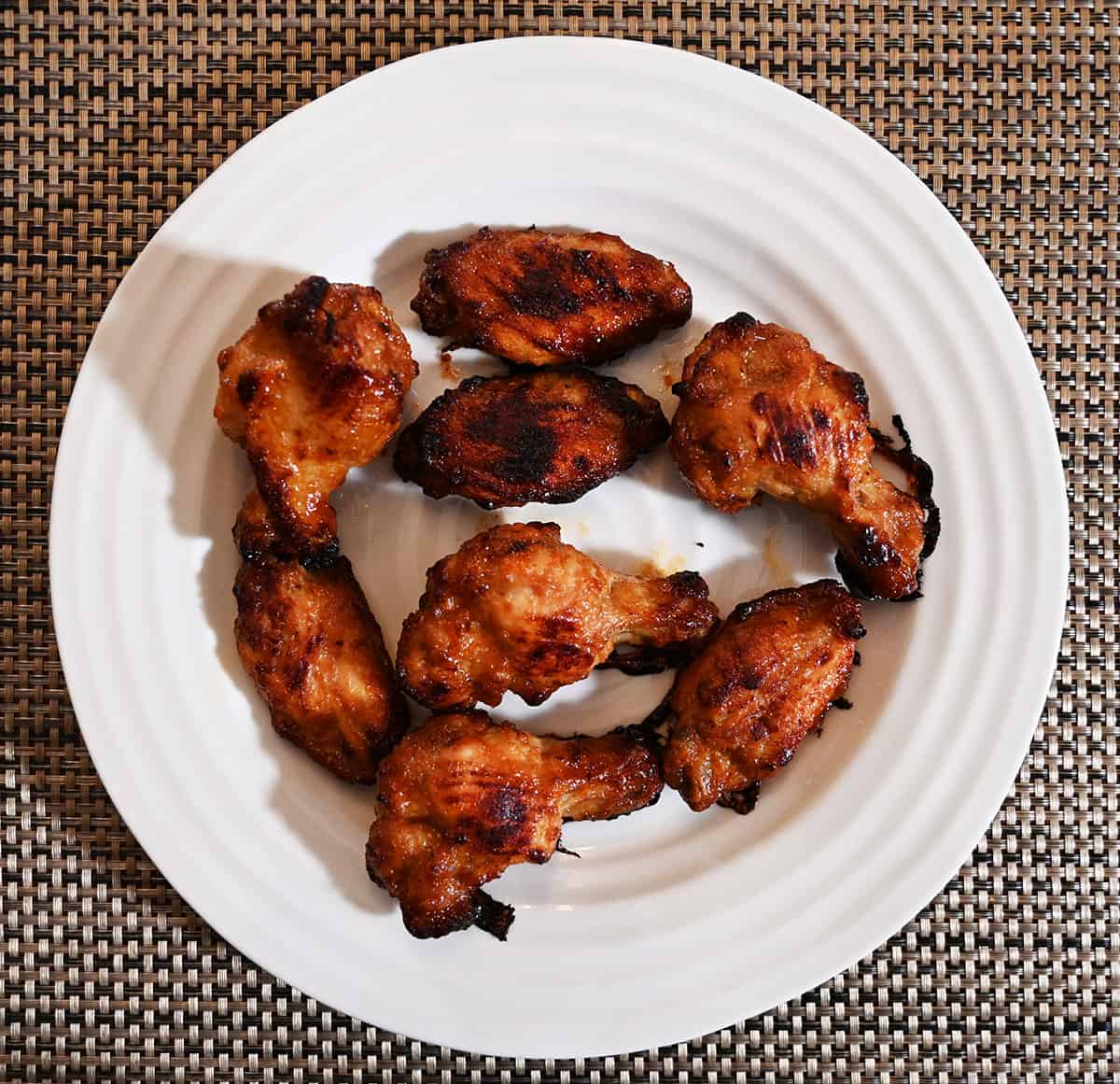 Plate of cooked wings.