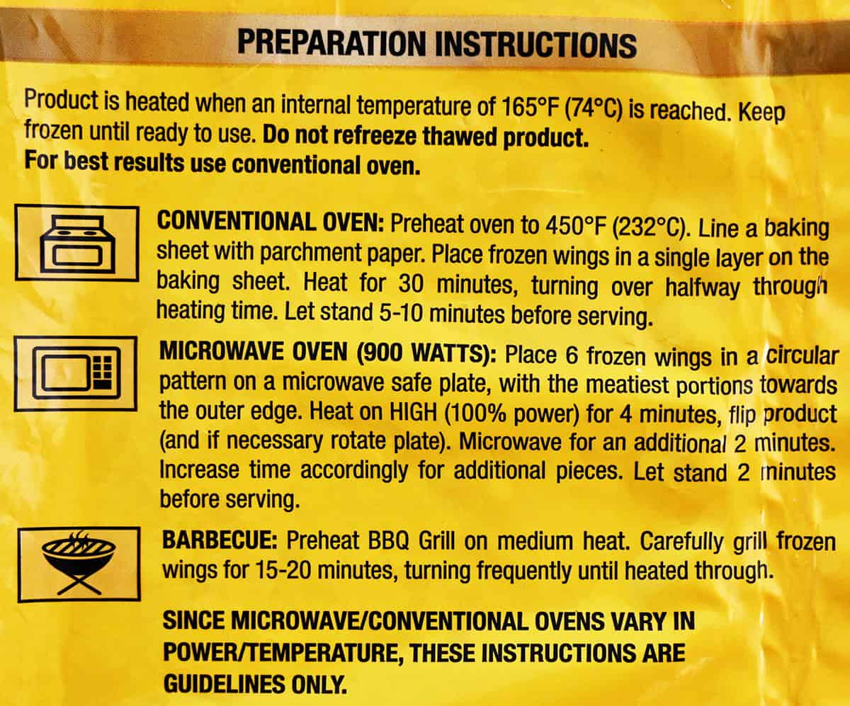 Preparation instructions from bag.