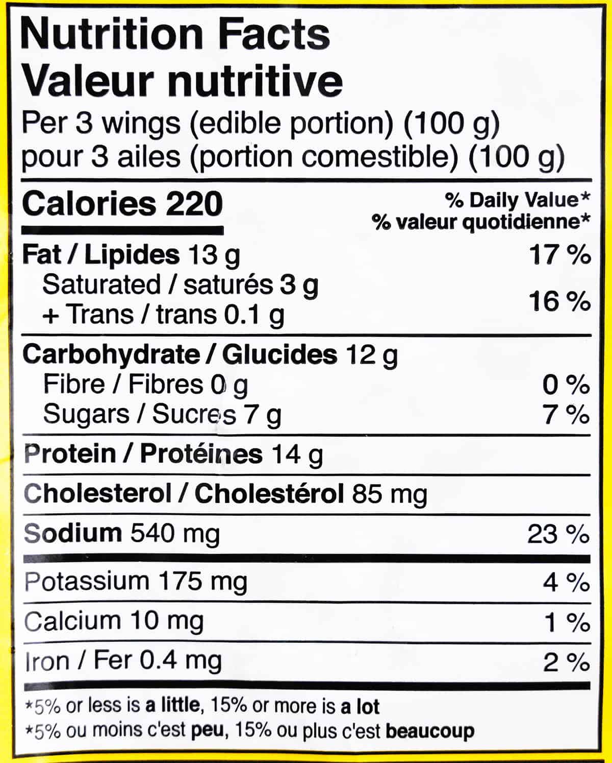 Nutrition facts from bag.