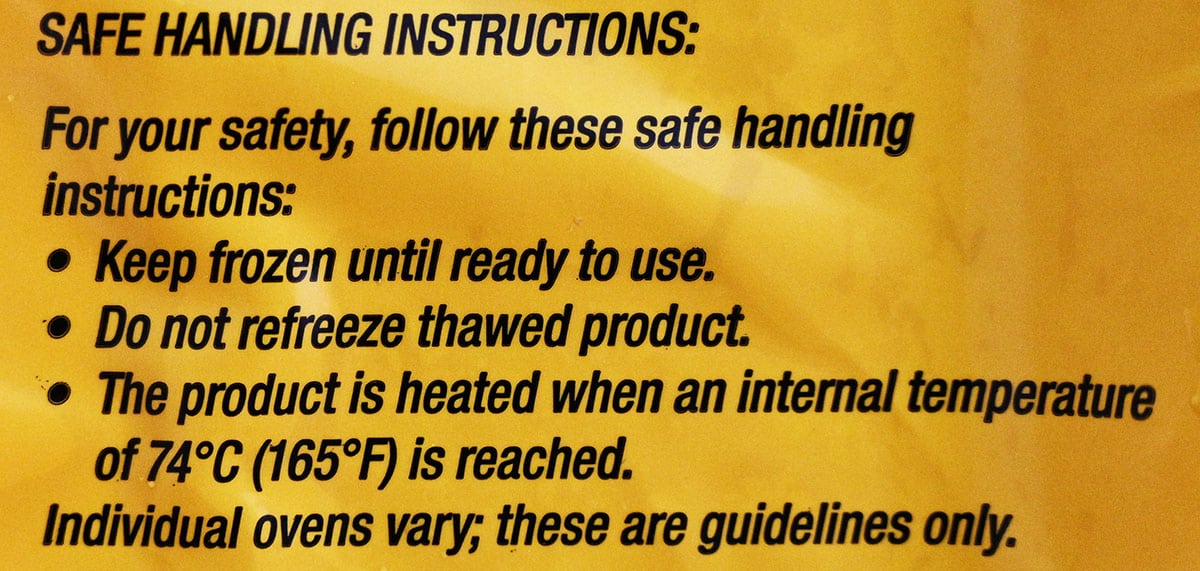 Safe handling instructions from bag.