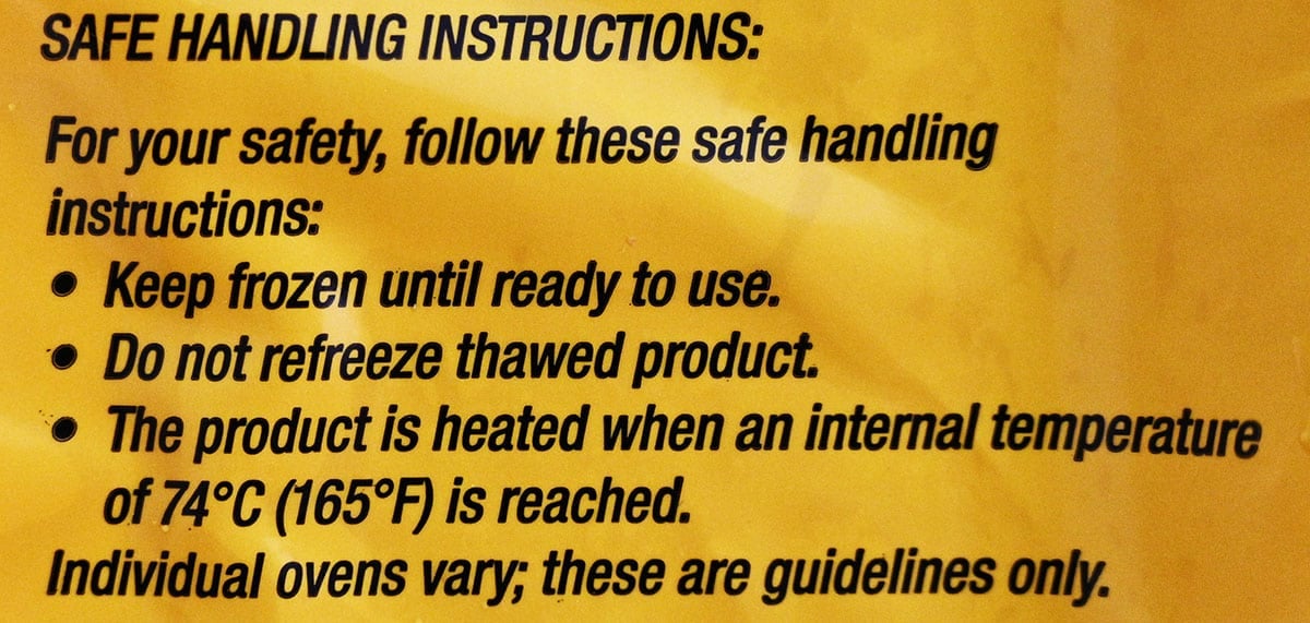 Safe handling instructions from bag.