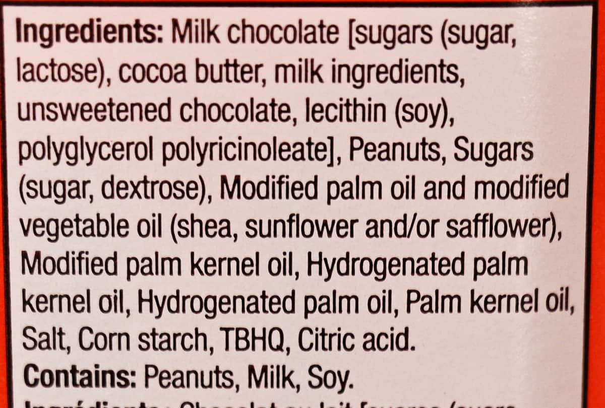 Reese's Thins ingredients from the container.