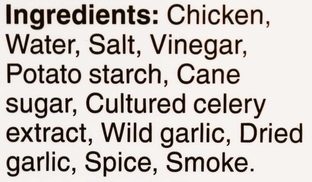 Ingredients label from the package.