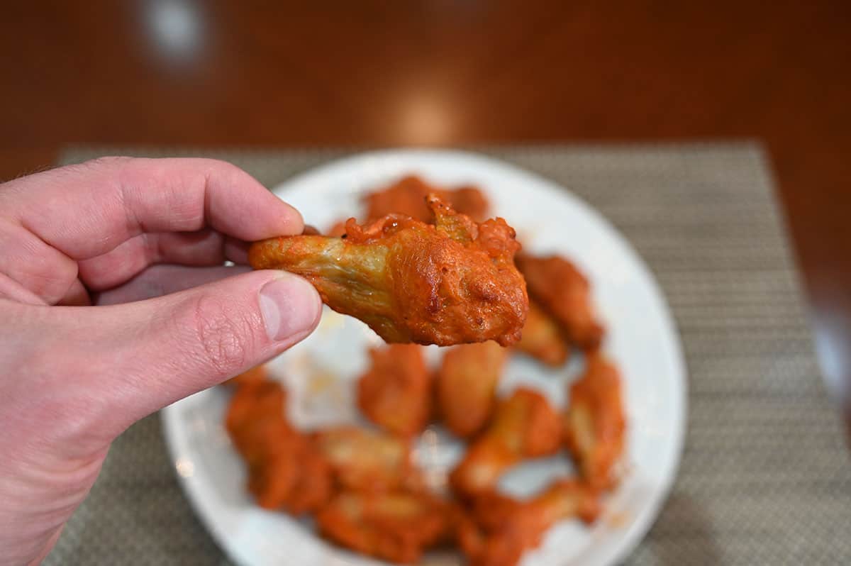 Image of one buffalo chicken leg, closeup image.