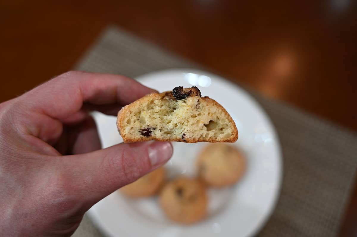 Image of the Costco Bisconie with a bite taken so you can see the center. 