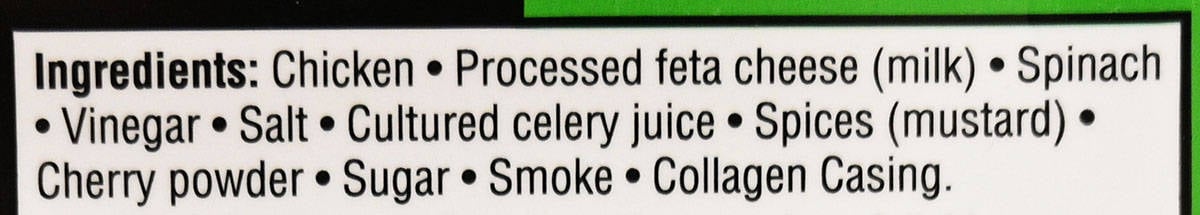 Ingredients label from the package.