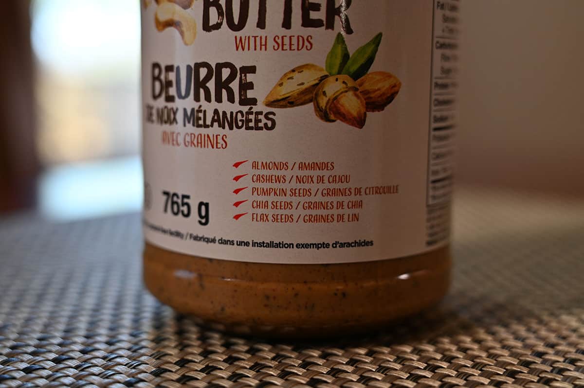 Image of the jar of nut butter that says what ingredients are in the nut butter.