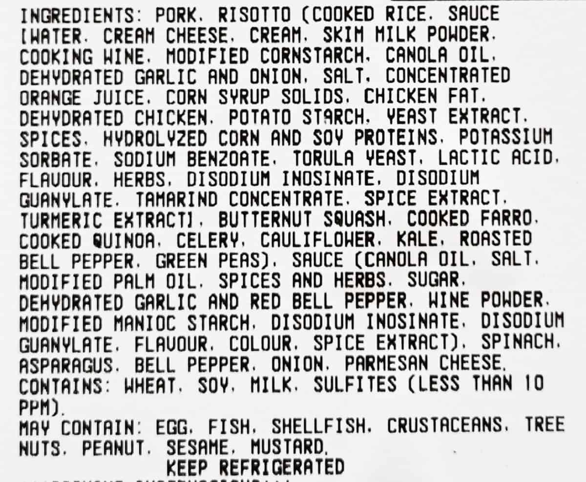 Stuffed pork tenderloin ingredients list from label.