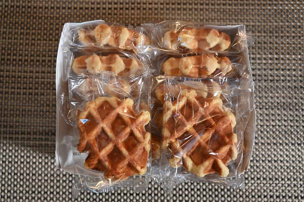 Top down image of the box of packaged waffles.