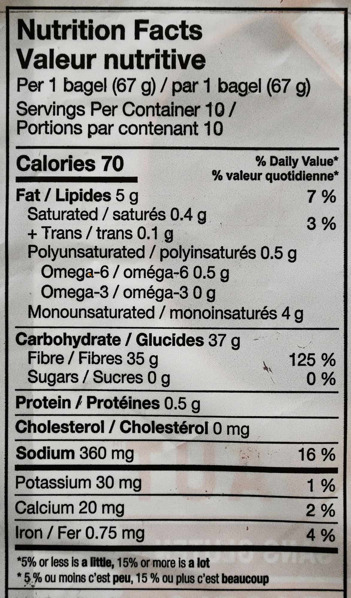 Carbonaut nutrition facts from the bag.