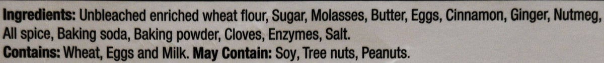 Ginger cookie ingredients from the label.