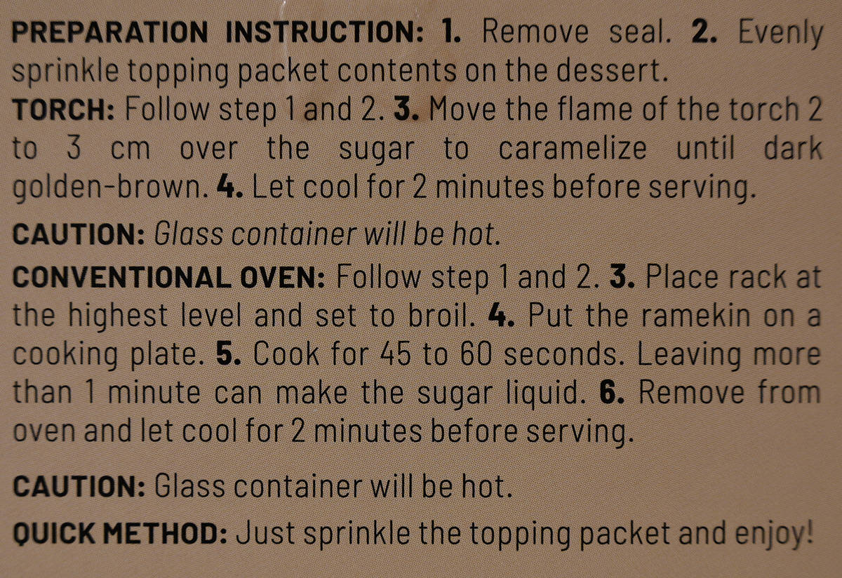 Preparation instructions for the Marie Morin Crème Brûlée.