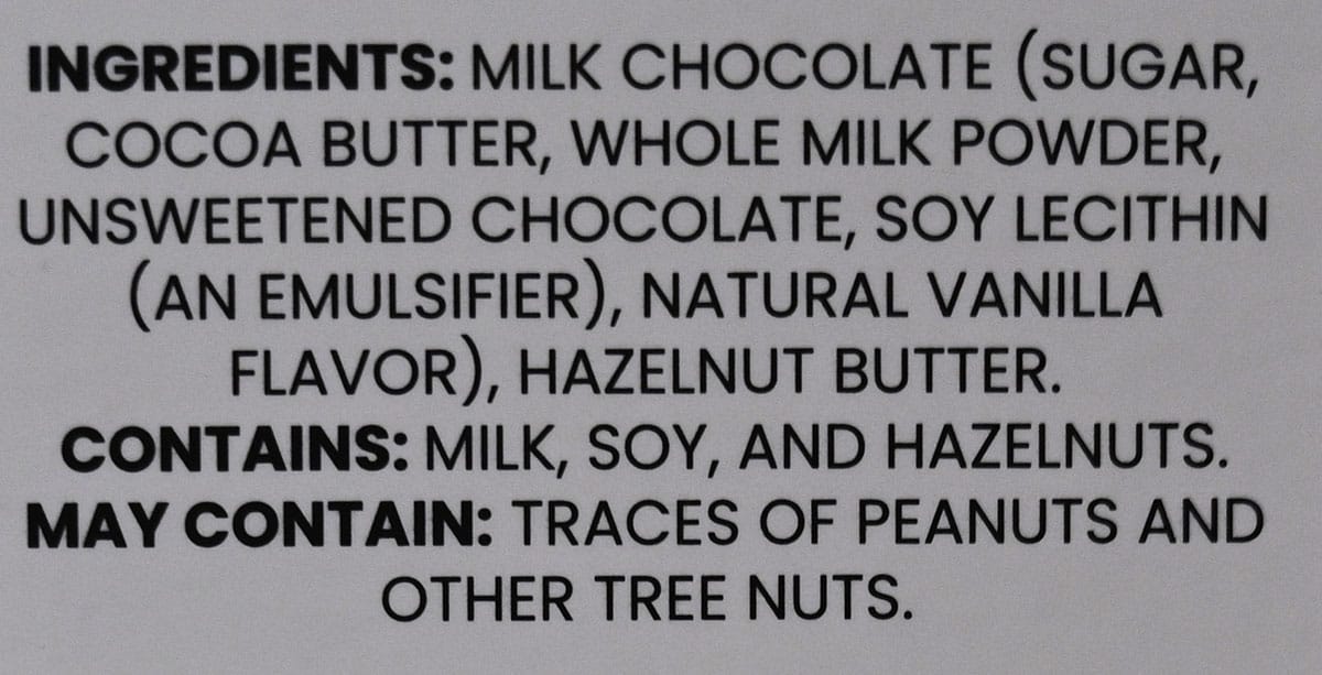 Image of the ingredients list taken from the box.