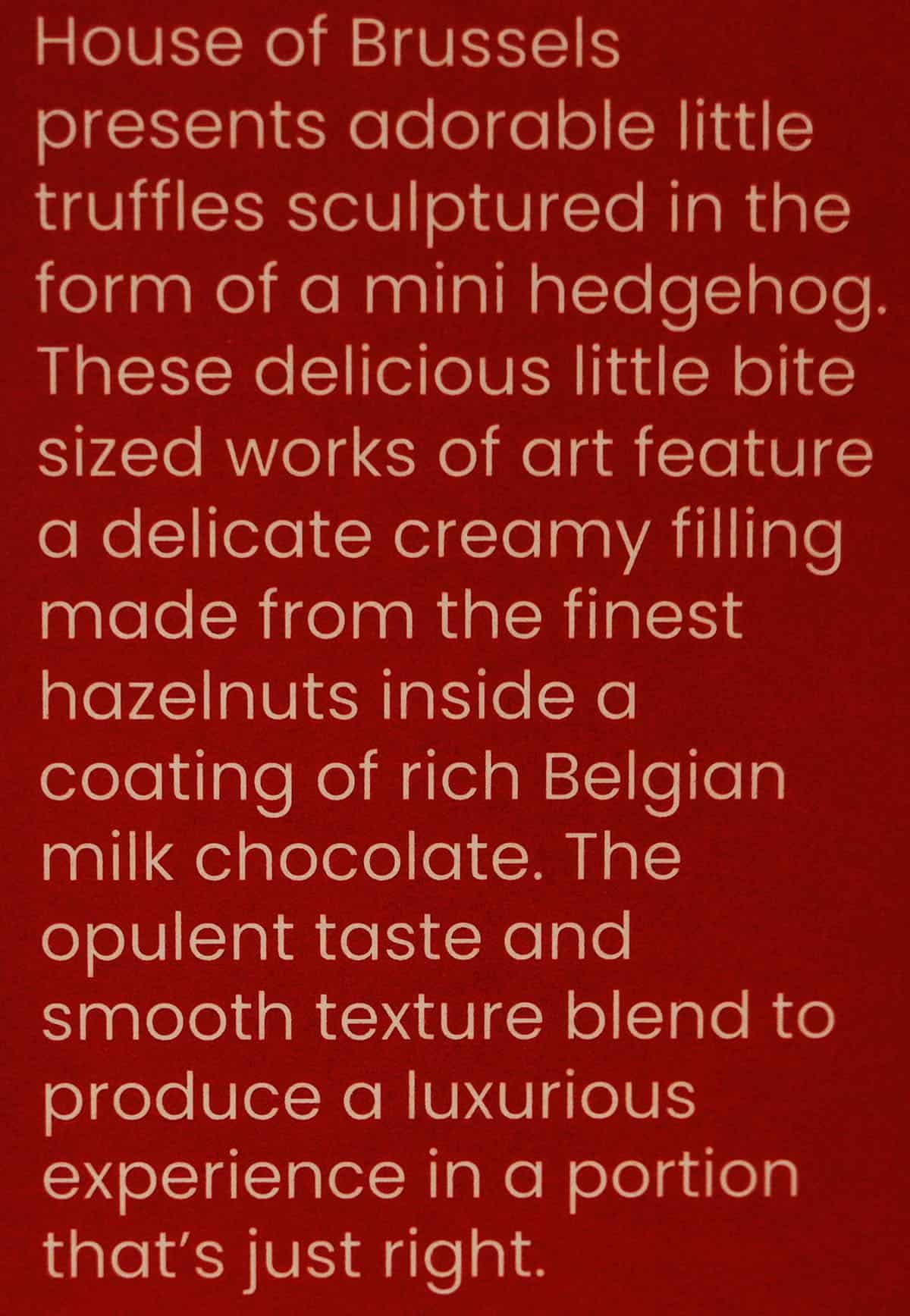 Image of the hedgehog product description from the box. 