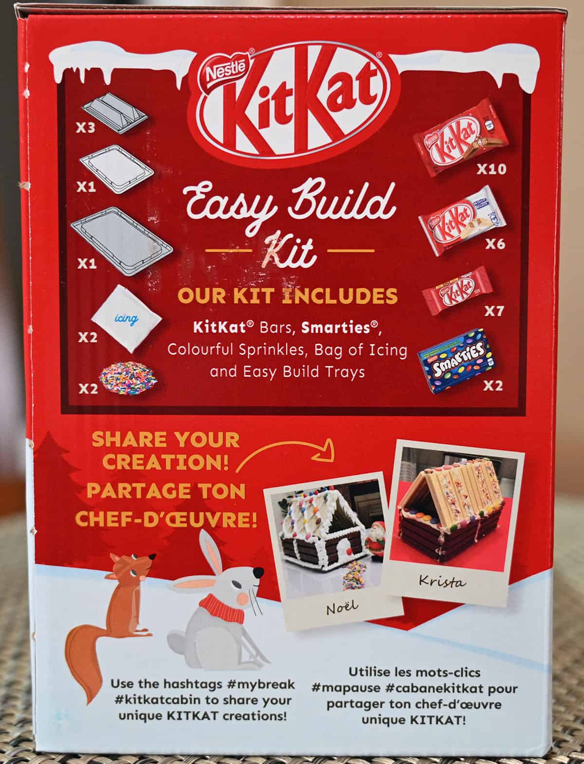 Image of the side of the box that shows everything that is included in the kit and encourages others to share their creation on social media.