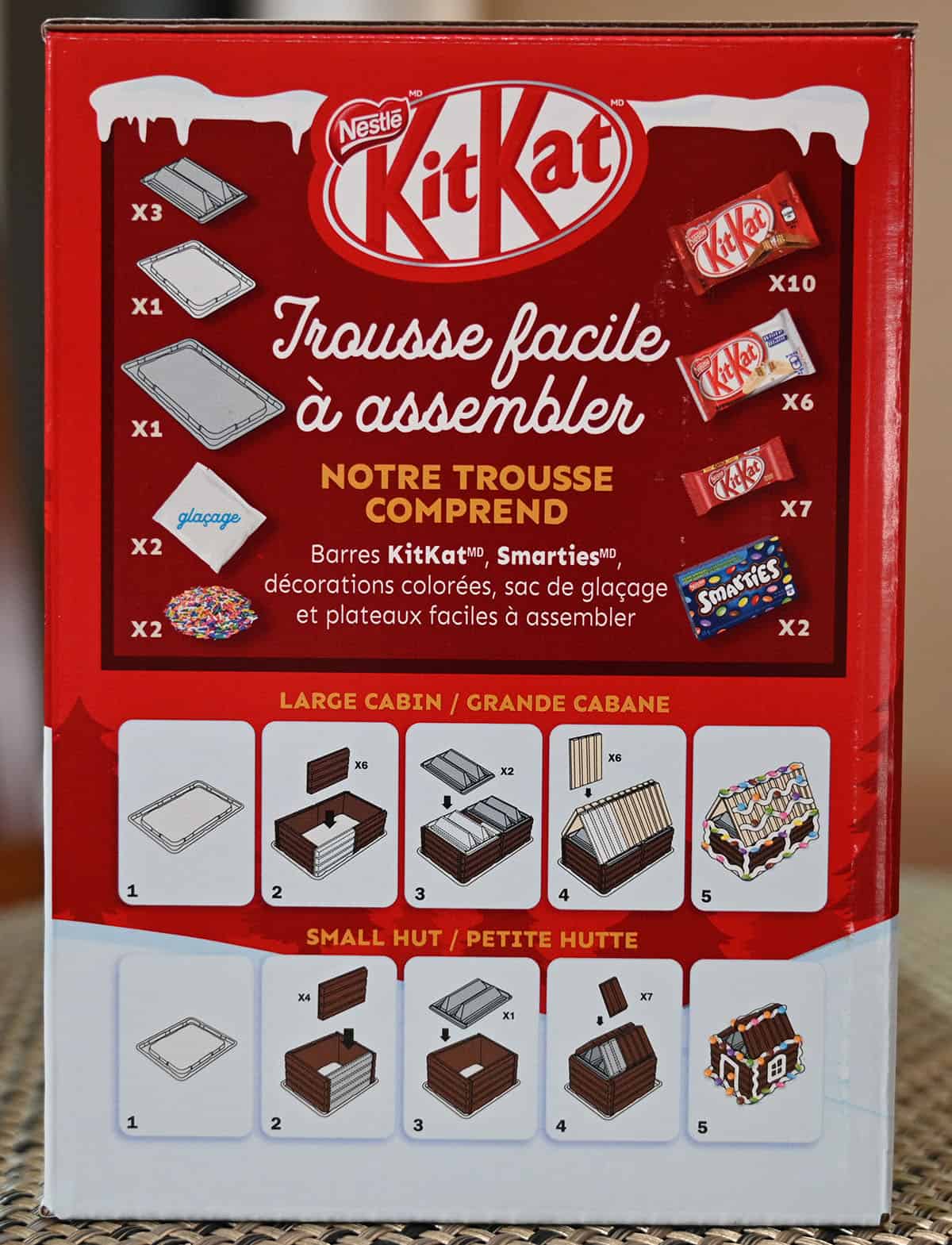 Image of the box label that shows everything that's supposed to be included in the kit and how to build it.