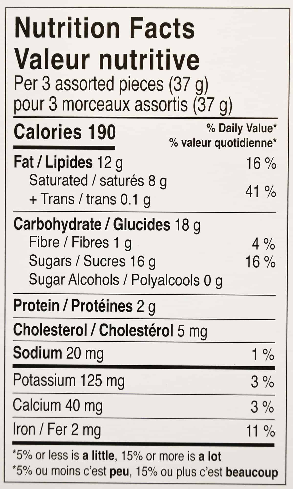 Image of the nutrition facts from the box.