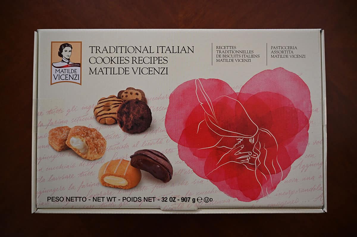 Costco Matilde Vicenzi Traditional Italian Cookies box on a table.