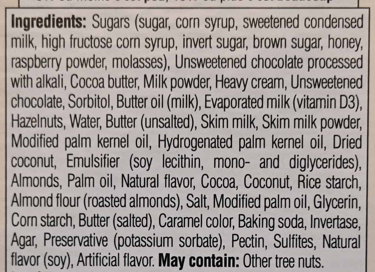 Image of the ingredients from the back of the box.