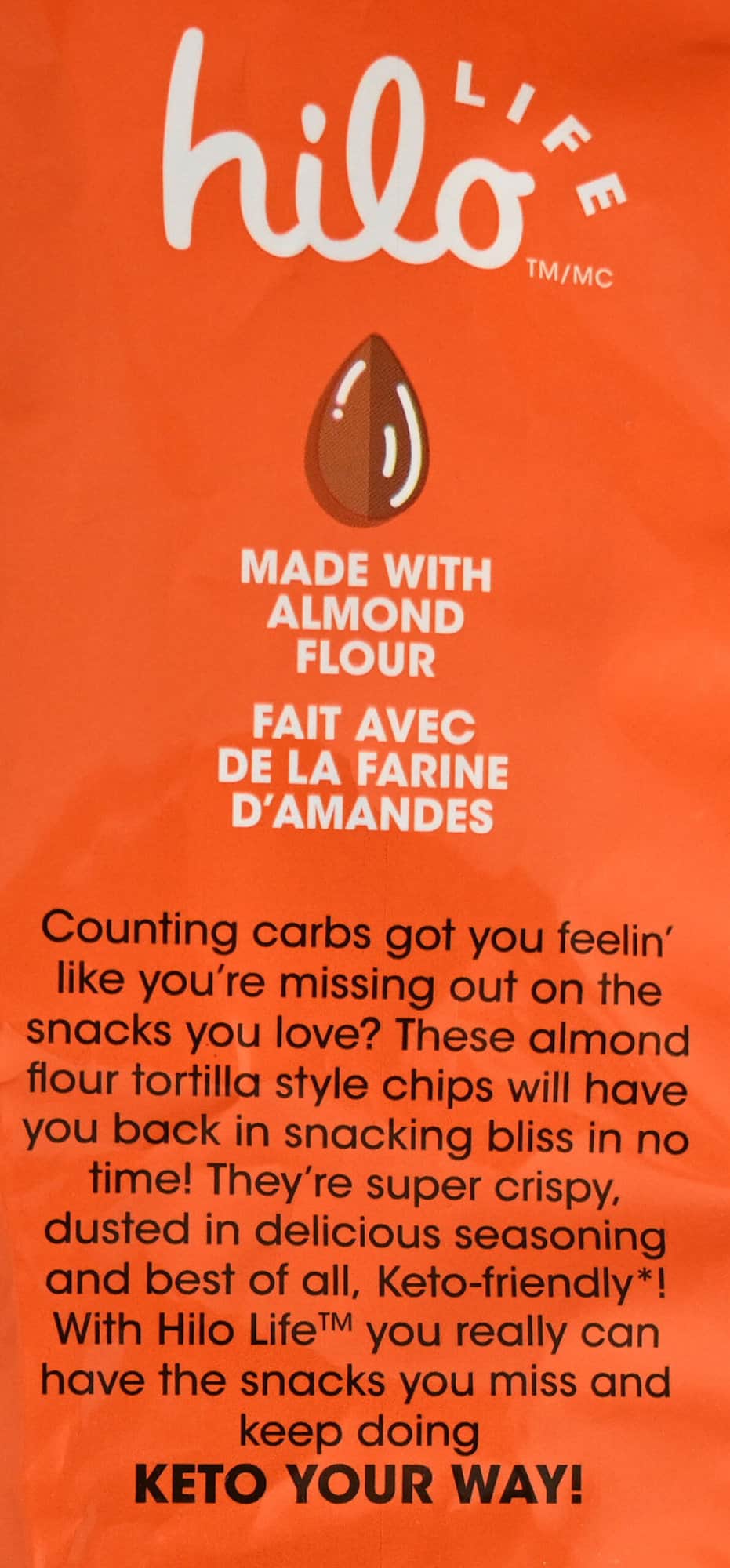 Image of the product description from the bag. Description states the chips 