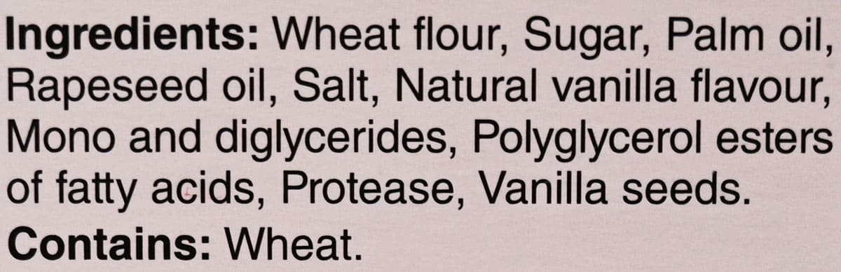 Image of the ingredients label from the box.