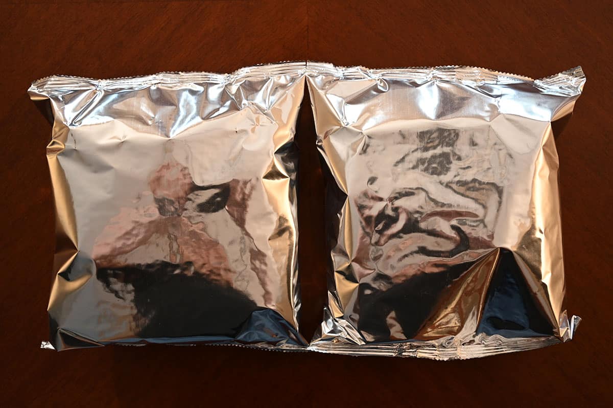 Top down image of the two bags of crackers that come in the box.