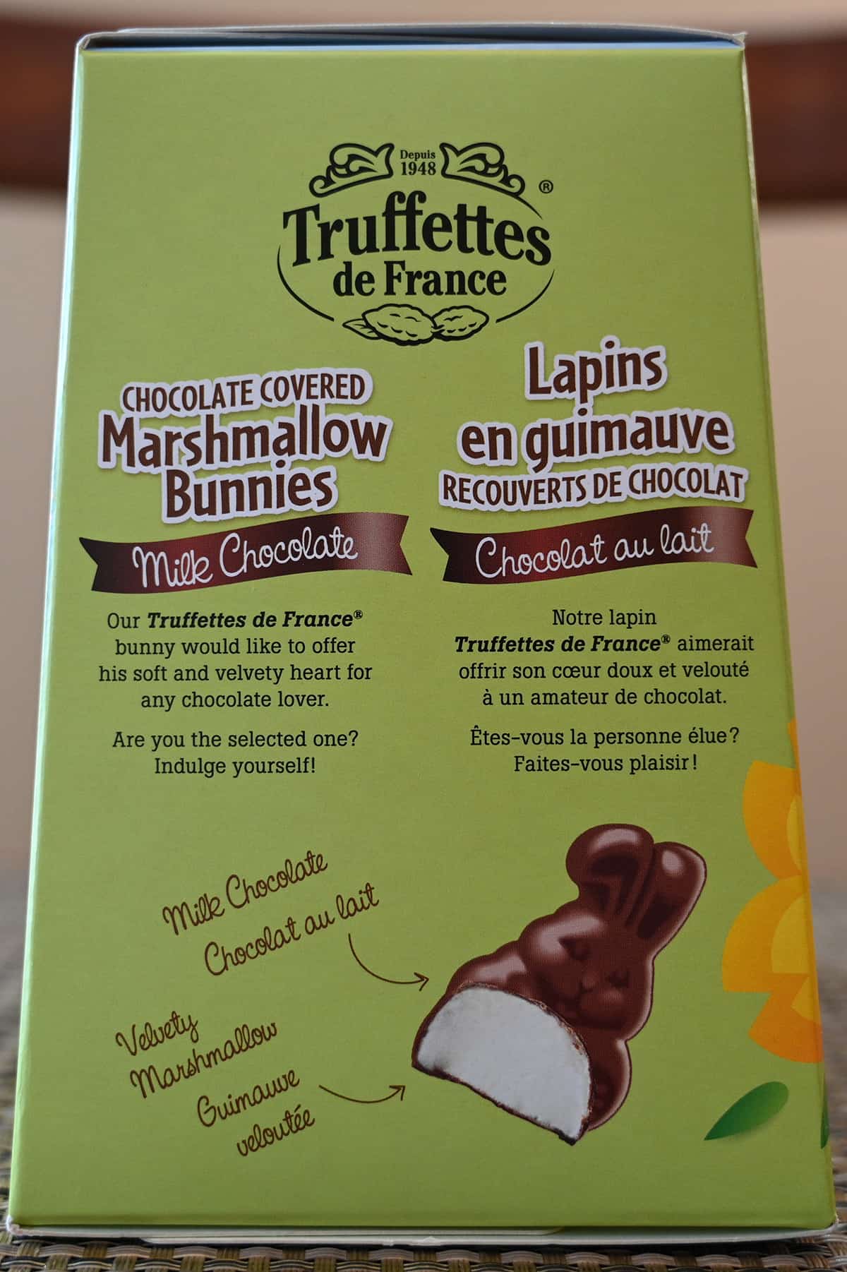 Image of the product description from the side of the box.