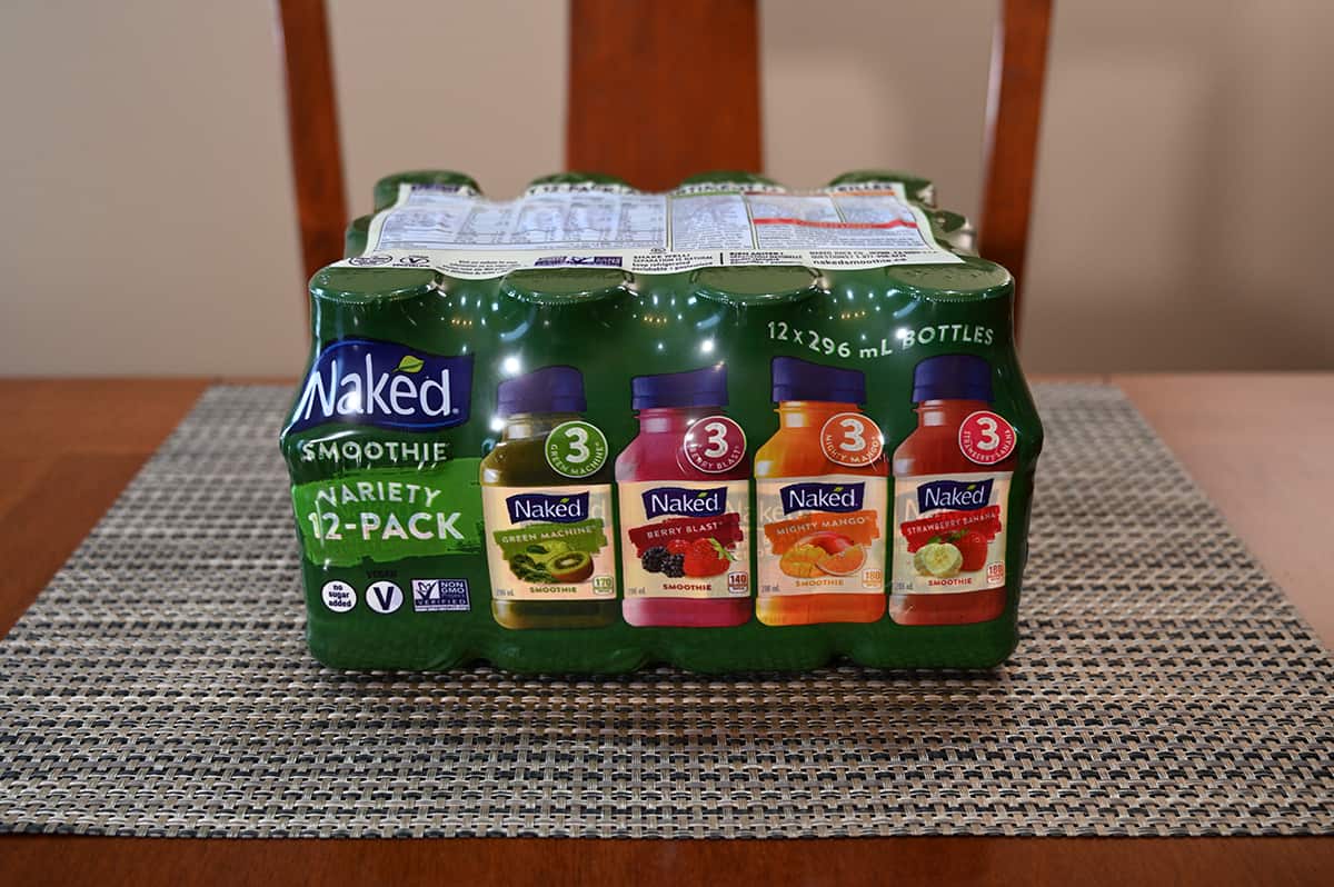Image of the Costco Naked Smoothie Variety Pack sitting on a table.