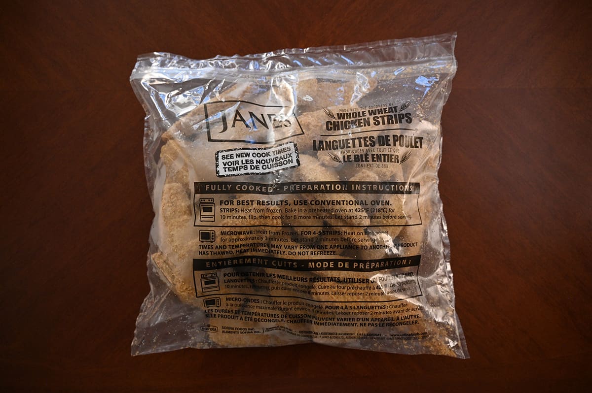Image of the plastic resealable bag the chicken strips come in.