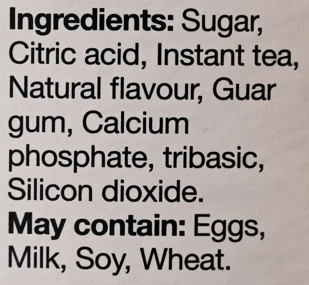 Image of the ingredients label from the back of the container.