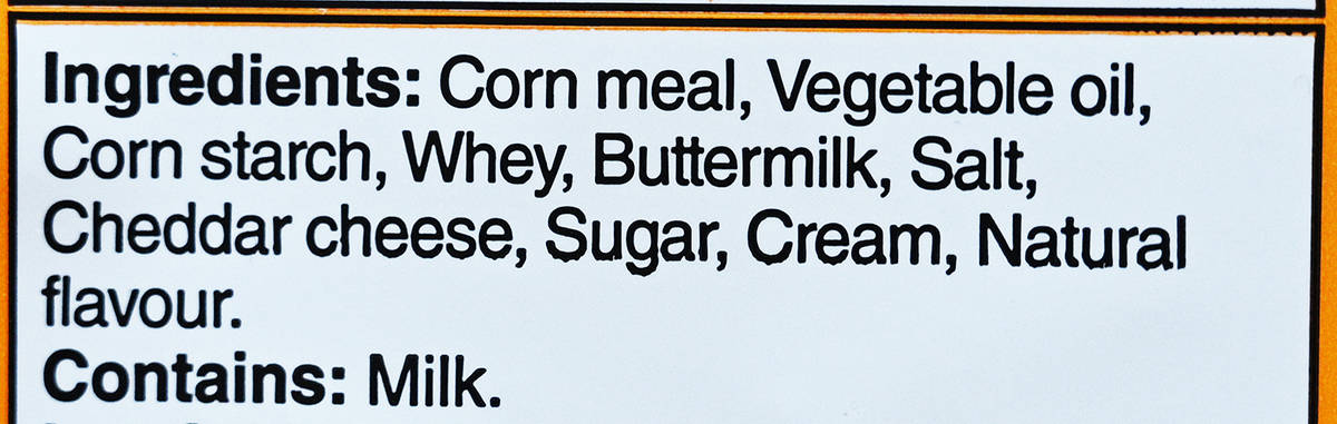 Image of the ingredients label from the back of the bag.